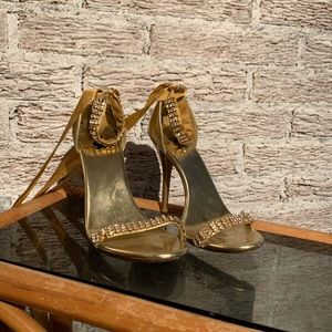 Playboy sandal Heel gold rhinestone